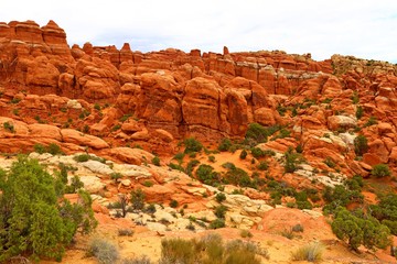 Beautiful landscape in natural colors at Arches National Park in Utah, USA