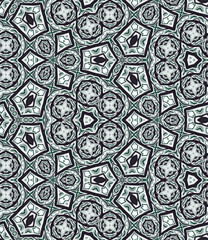 Abstract fractal seamless geometric pattern, computer-generated illustration.