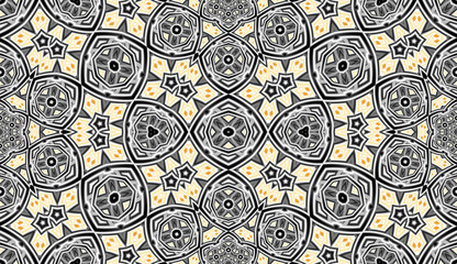 Abstract fractal seamless geometric pattern, computer-generated illustration.