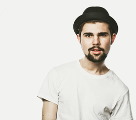 Portrait of cheerful smiling bearded man