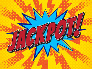 Jackpot, Jackpot!, wording in comic speech bubble on burst background
