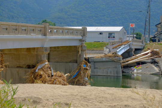 The trace of flooding caused in Hiroshima Prefecture.
