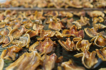 Food preservation of fish make it dried by sun baht on grille.