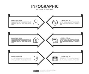Fototapeta premium 6 steps infographic. timeline design template with 3D paper label. Business concept with options. For content, diagram, flowchart, steps, parts, workflow layout, chart.