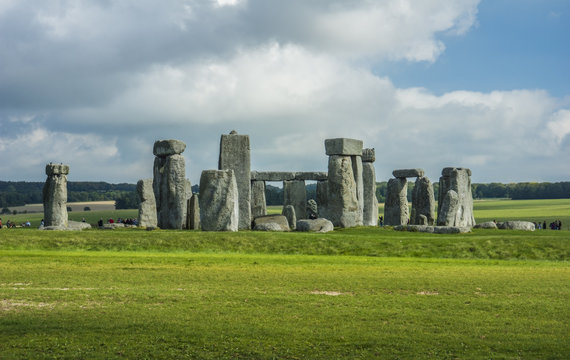 Stonehenge. Panoramic view. Prehistoric stone monument near Salisbury, Wiltshire, UK. in England.