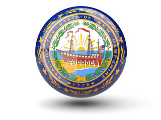 3D ball icon with flag of new hampshire. United states local flags