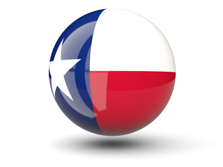 3D ball icon with flag of texas. United states local flags
