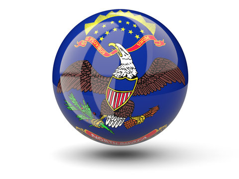 3D ball icon with flag of north dakota. United states local flags