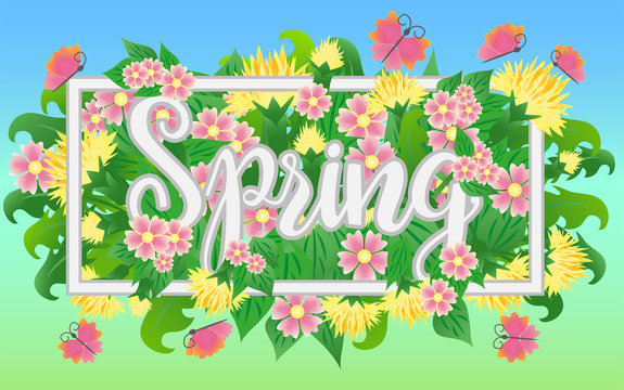 Season spring time banner, vector illustration