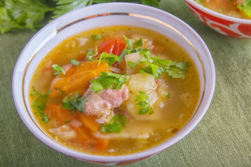 Shurpa is a traditional soup of Central Asian cuisine.