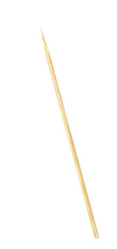 wooden bamboo pointed tip stick thin for skewer isolated on white background, single tipped wooden bamboo chopstick for skewer foods, bamboo sticks or wooden skewers used to hold pieces food