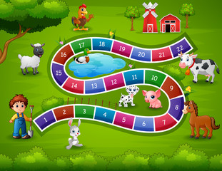 Snakes and ladders game farm theme
