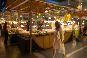 Abstract blur night market festival for background