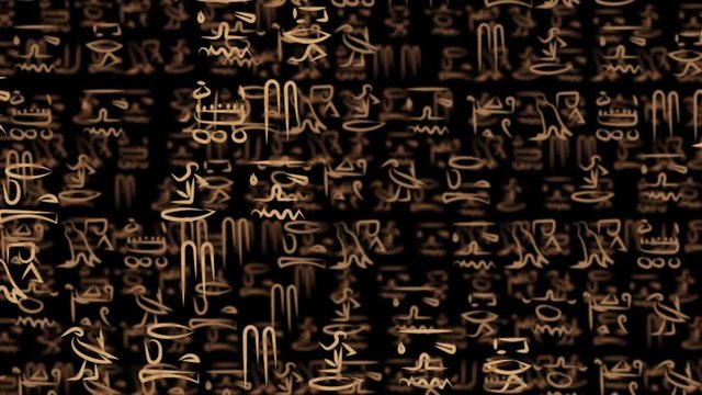 hieroglyphic Egyptian texture. Ancient hieroglyphs in different layers moving around in 3d animation.
