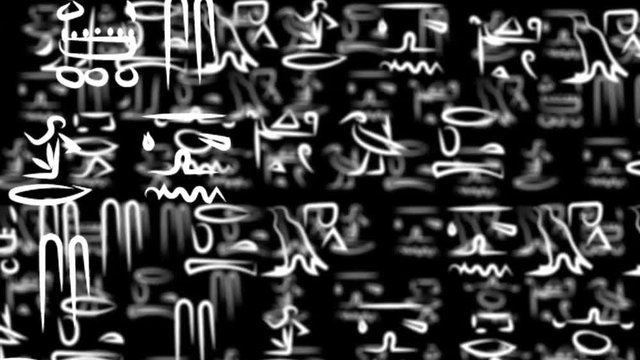 hieroglyphic Egyptian texture. Ancient hieroglyphs in different layers moving around in 3d animation.
