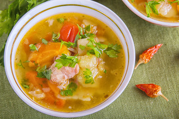 Shurpa is a traditional soup of Central Asian cuisine.