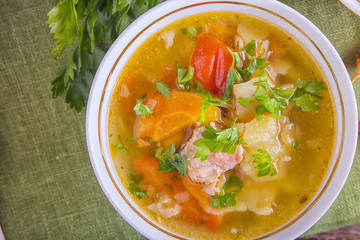 Shurpa is a traditional soup of Central Asian cuisine.