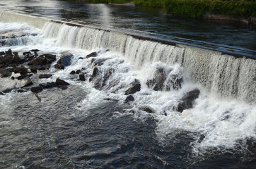River dam for flow regulation.Kongsberg,Norway © Sergey Kamshylin