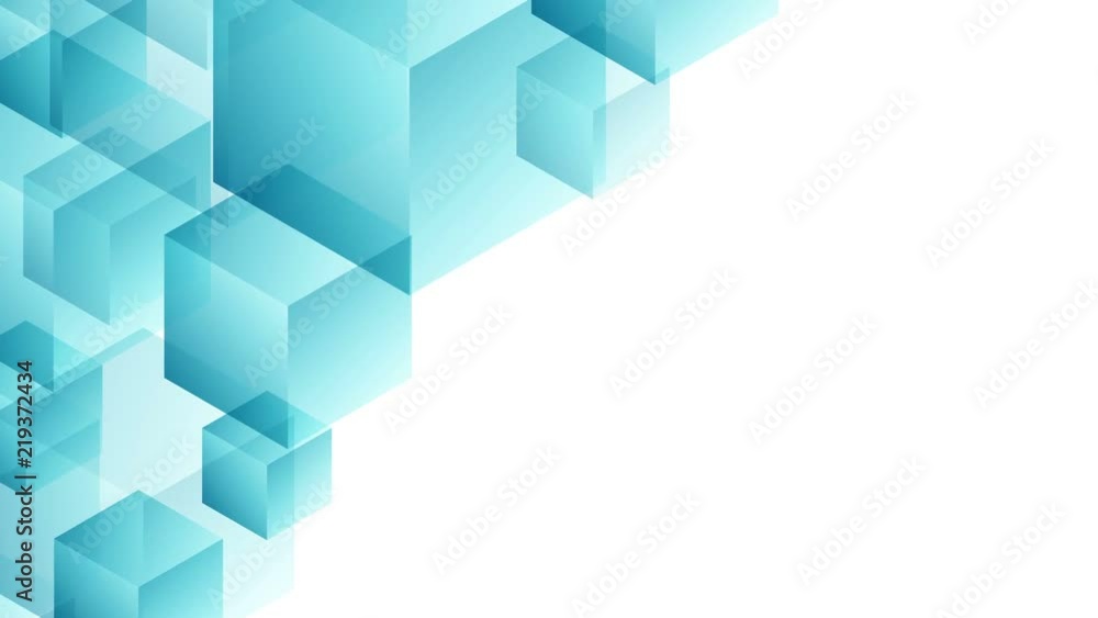 Aufkleber abstract transparent 3d isometric virtual cube box moving pattern illustration blue color on white b