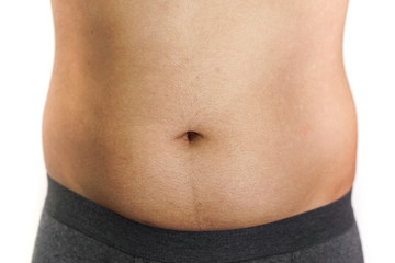 Belly fat stomach with grey black underwear