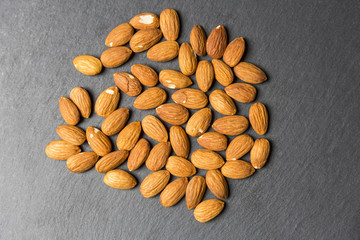 Almonds on Dark Background