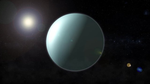 The planet of uranium rotates in space