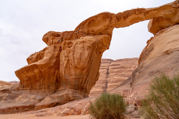 Rock bridge in Wadi Rum desert, Jordan