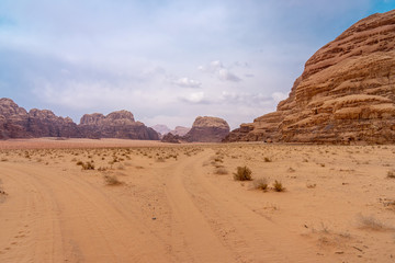 Fototapeta na wymiar Landscape in Wadi Ruma desert, Jordan