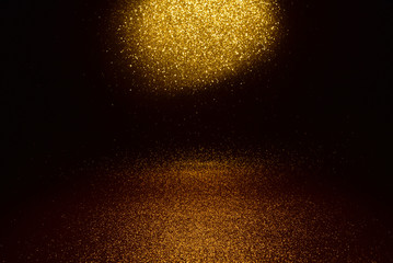 glitter gold vintage lights texture background. defocused