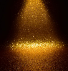 glitter gold vintage lights texture background. defocused