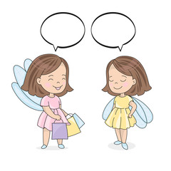 Color Vector Illustration Set SHOPPING TALK for Digital Print, Holidays, Wall Art, Scrapbooking, Photo Album Design and Digital Paper