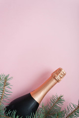 Merry Christmas and Happy New Year. Pink background