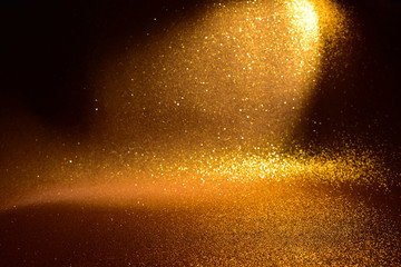 gold glitter vintage lights texture background. defocused