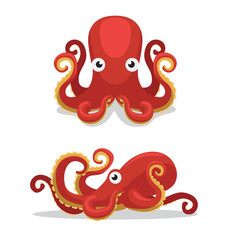 Cute Octopus Cartoon Vector Illustration © bullet_chained