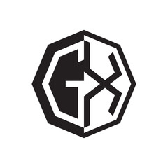 two letter GX octagon negative space logo