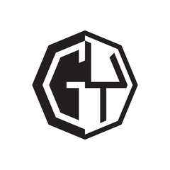 two letter  octagon negative space logo