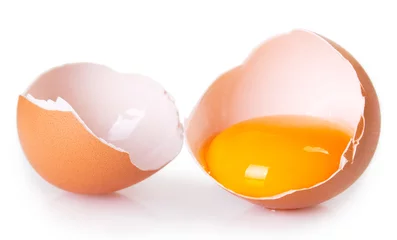 Outdoor-Kissen Raw egg on white background © valery121283