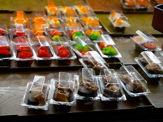 Street food - Sushi in plastic box easy to carry.
