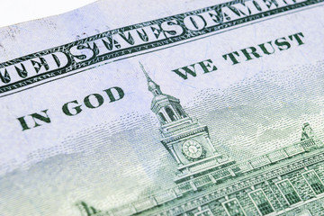 Macro shot image of the corner of a 100 dollar bill banknotes. Concept of financial success. Background of 100 dollar bills. One hundred dollars.