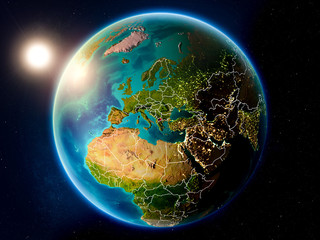 Macedonia with sunset from space