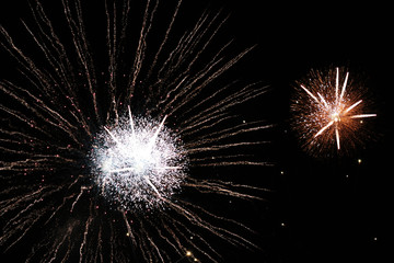  Fireworks light burning in the night sky