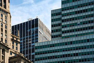 Skyline of Financial District in Lower Manhattan in New York
