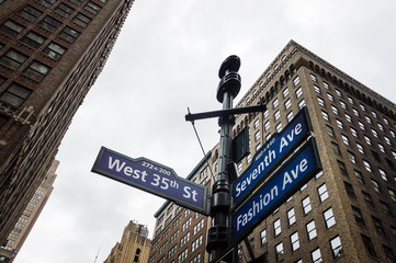 Fototapeta na wymiar Street name signs in Midtown of New York