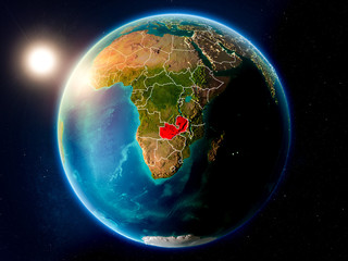 Zambia with sunset from space