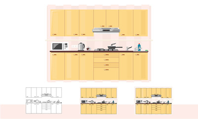 Fototapeta premium Kitchen. Dinner flat or linear room