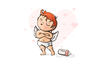 Cupid, offended baby. Valentine's Day art