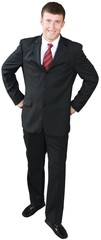 Businessman Standing with Hands on Hips - Isolated