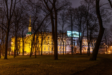 Saint Michael's Castle at night. Saint Petersburg, Russia