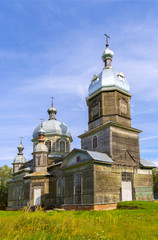 Old the wooden Church, 1910, in the village of Elyonka, Russia.