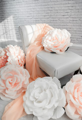 Big giant flowers in photo studio